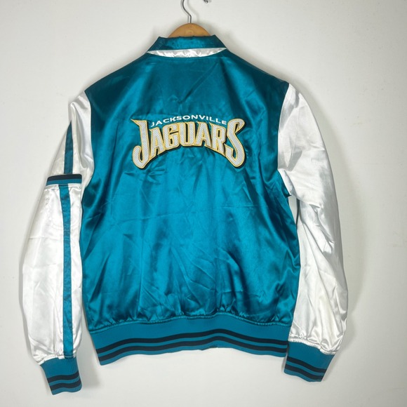 Reebok Jacksonville Jaguars NFL Satin Bomber Jacket L Teal White Mens L - Picture 5 of 15